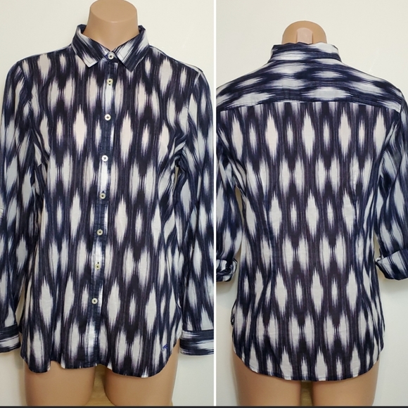 Talbots Diamond Ikat Print Button Down Shirt - Picture 5 of 8